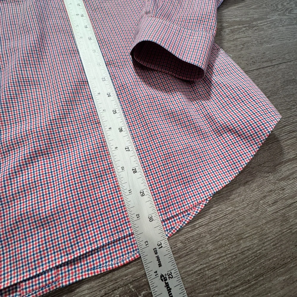 Banana Republic Shirt Men Medium Red Blue Cotton Gingham Office Preppy Classy